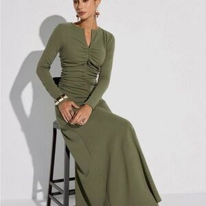 Commense Olive Long Sleeve Maxi Dress